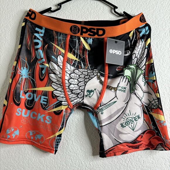 NWT PSD LOVE SUCKS Loner Person with Wings Mens Boxer Briefs Standard Length XL - Picture 2 of 6